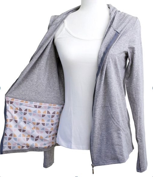 кофта с карманом, чтобы разместить дренаж